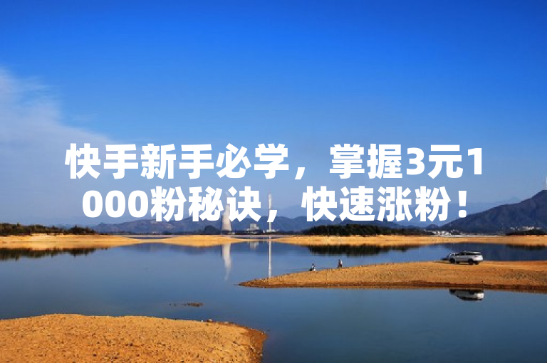 快手新手必学，掌握3元1000粉秘诀，快速涨粉！